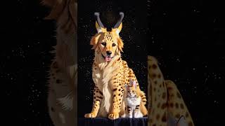 Un Hybride de chat Serval et de chien Golden Retriever créé par une IA [upl. by Minier]