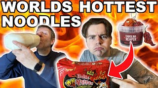 WORLDS HOTTEST NOODLE CHALLENGE WE ADDED CAROLINA REAPER [upl. by Magill79]