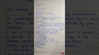 Letter of Enquiry class 12 letter writing [upl. by Shishko]