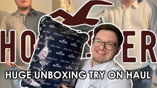 HUGE HOLLISTER UNBOXING TRY ON HAUL  mens fashion [upl. by Ahsitel]