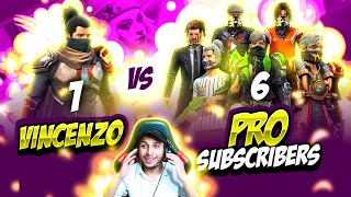 Vincenzo vs Pro Subscribers  1 vs 6 🤯  Garena Free Fire [upl. by Bohaty]