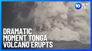 Tonga Volcano Eruption Caught On Film  10 News First [upl. by Hertha]