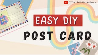 Easy POST CARD Making  How to make a post card  DIY For school projects [upl. by Keiryt]