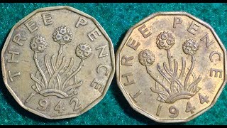 19371948 Three Pence Coins From United Kingdom UK [upl. by Eelrac]