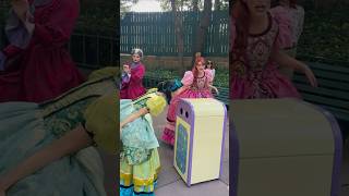 StepSisters meet PUSH the Talking Trash Can FUNNY Disney Characters disneyparks disney [upl. by Enyrat]