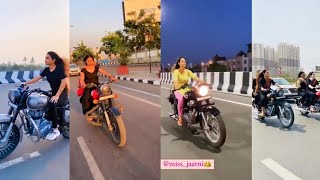 MOST POPULAR BULLET LOVERS 🤩🔥 GIRLS RIDING ROYAL ENFIELD VIRAL VIDEOS 🔥 royalenfield bullet bike [upl. by Yssep751]