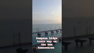 Subscribe Pampana bidge train way on the sea Rameswaram [upl. by Atilegna]