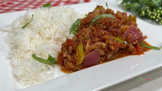 Healthy Vegetable Sauce With White Rice A Vegetarian Beef Stew  Soya Chunks Stew sweetadjeley [upl. by Rubio]