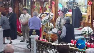 Arrival of the MyrrhStreaming Icon of Panagia Kardiotissa In Astoria NY [upl. by Lotty]