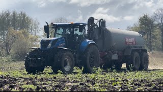 Épandage de lisier  New Holland T7230 et une jeantil GT 15500 [upl. by Ynolem]