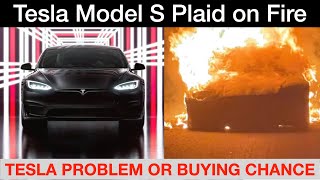 TESLA MODEL S PLAID ON FIRE FOR REAL amp HOW WILL FIRE AFFECT TESLA STOCK STOCK BUYING OPPORTUNITY [upl. by Margarete190]