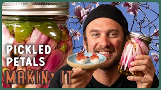 Pickled Magnolia Petals on Fresh Sushi  Makin It  Brad Leone [upl. by Jansson463]