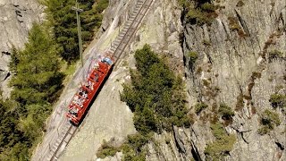 Die steilste Standseilbahn von Europa  Fahrt mit der Gelmerbahn [upl. by Atoiganap]