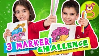 3 MARKER CHALLENGE  Coloreando con 3 rotuladores dibujos KAWAII [upl. by Garson200]