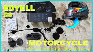 EDYELL C8 Motorcycle Bluetooth Headsets🔥  Unboxing and Installation ✌️ edyell [upl. by Astrid965]