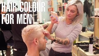 How to Bleach Men’s Hair Dark To Platinum Blonde at Johnny’s Chop Shop Barbers [upl. by Ariaz]