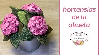 Hortensias de la Abuela Flores de Tela patchwork  Tutorial rápido y fácil Patrones gratis 001 [upl. by Consolata]