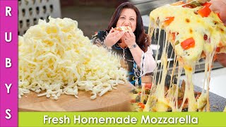 Fresh Homemade Mozzarella Cheese Best for Pizzas Recipe in Urdu Hindi  RKK [upl. by Ofilia93]