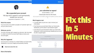 We Suspended Your Facebook account 180 Days left to Appeal Disable your account Problem slove⚠️ [upl. by Octave504]