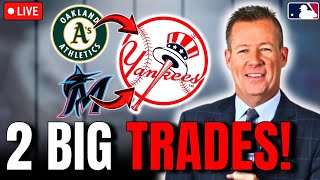 ALERT 2 BIG TRADES BETWEEN YANKEES ATHLETICS AND MARLINS NEW YORK YANKEES NEWS [upl. by Ynnek816]