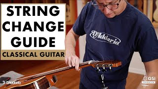 How To Change Strings On Classical Guitar  Restringing Tutorial by GSI [upl. by Steen]