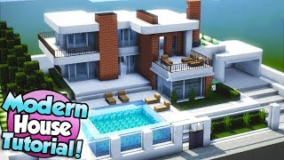 Minecraft How to Build a Large Modern House Tutorial 15 [upl. by Lleznov]