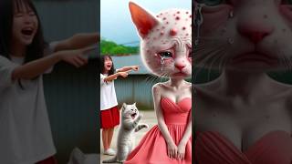 Poor White Cat is spotty After Treatment Part 1 cute Poorcat catlover [upl. by Annalla]