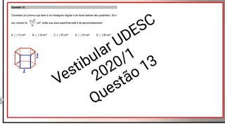 Vestibular UDESC Questão 13 MATEMÁTICA UDESC VESTIBULAR MATEMÁTICA ENEM [upl. by Wildon]