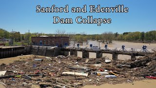 Sanford and Wixom Flood 2020  Drone  Dam Collapse [upl. by Ahseinod]