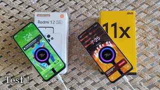 Redmi 12 5G vs Realme 11x 5G Battery Drain amp Charging Test [upl. by Nylitak]