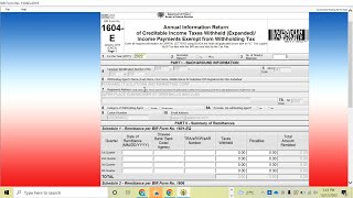 Part 1 1604E ebirforms filing [upl. by Holman246]