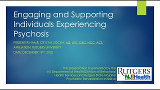 PREP Webinar Engaging and Supporting Individuals Experiencing Psychosis [upl. by Adnauqal114]