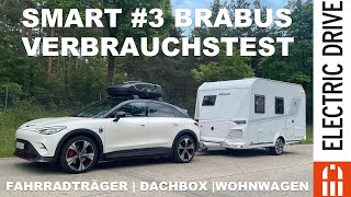 Wieviel verbraucht ein smart 3 Brabus mit Fahrradträger Dachbox oder Wohnwagen Der große Test [upl. by Ilaire]