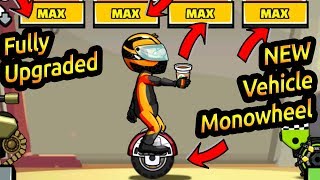 Hill Climb Racing 2 New Vehicle MONOWHEEL Fully Upgraded [upl. by Alburga]