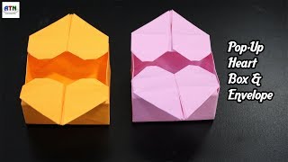 PopUp Heart Box amp Envelope  DIY Origami Heart [upl. by Lateehs]