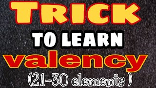 Valency TrickTrick to find valency of 21 to 30 elementsTrick to learn valency of 21 to 30 elements [upl. by Alejo]