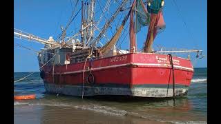 Fishing Vessel Beached Port Aransas Texas Long version [upl. by Lemar]