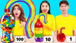 100 Layers of Food Challenge 🌈 Amazing Jelly Bottle Hacks and Rainbow Receipts by 123 GO [upl. by Neural624]