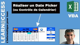 VBA Excel  Comment réaliser un DatePicker ou Contrôle de Calendrier [upl. by Atikihs]