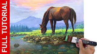 LIVE  Landscape Painting with a Horse  Acrylics  JMLisondra [upl. by Collum529]