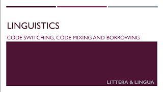 CODE SWITCHING CODE MIXING AND BORROWING  IN TAMIL  LINGUISTICS [upl. by Nnairet200]