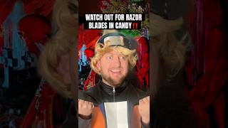 WATCH OUT FOR RAZOR BLADES ArjBarkerOfficial arjbaker trickortreat halloween2024 comedyshorts [upl. by Asp]