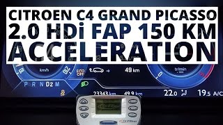 Citroen C4 Grand Picasso 20 HDi 150 hp AT  acceleration 0100 kmh [upl. by Aloiv]