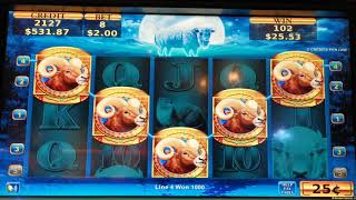 Golden Plains slot big win hitting the respin feature and winning 1000 credits playing Konami slots [upl. by Lipinski]