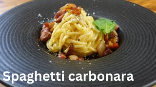 Spaghetti alla carbonara true to the original recipe in a creamy sauce with guanciale [upl. by Wack152]