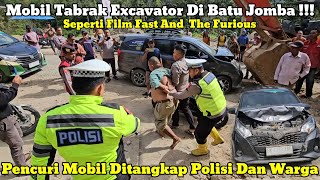 Detikdetik Pencuri Mobil Ditangkap Polisi Hingga Menabrak Excavator Di Batu Jomba [upl. by Kilbride]