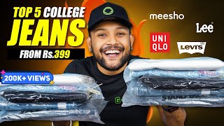 5 Best College Jeans From ₹500 🔥 Meesho Lee Levis Uniqlo Jeans Haul Review 2024  ONE CHANCE [upl. by Keldah]