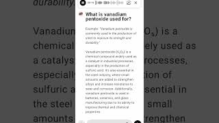 What is vanadium pentoxide used for [upl. by Jeralee535]