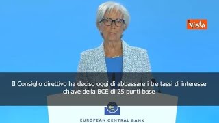 Lagarde ”Bce taglia i tassi di 25 punti base” [upl. by Yeliak]