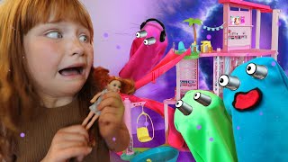 mini RAiNBOW GHOSTS in New Barbie DreamHouse Surprise Party for Adley and Barbies New Music Video [upl. by Aplihs]